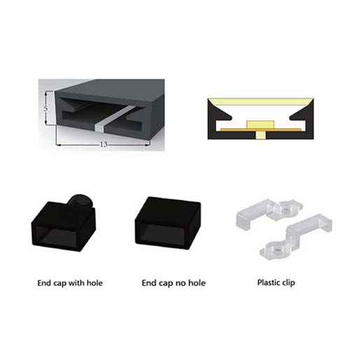 Black Diffuser Flat Top Glare Free Light Flex LED Silicone Tube 120° Top Emitting 05*13mm Black Diffuser Flat Top Glare Free Light Flex LED Silicone Tube 120° Top Emitting 05*13mm